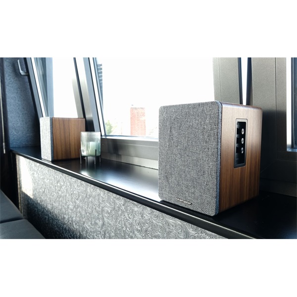 WaveMaster Hangszóró 2.0 - BASE (30W RMS, Bluetooth, RCA, Barna fa és szürke) - Image 4