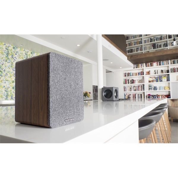 WaveMaster Hangszóró 2.0 - BASE (30W RMS, Bluetooth, RCA, Barna fa és szürke) - Image 5