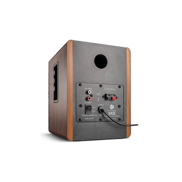 WaveMaster Hangszóró 2.0 - BASE (30W RMS, Bluetooth, RCA, Barna fa és szürke) - Image 6