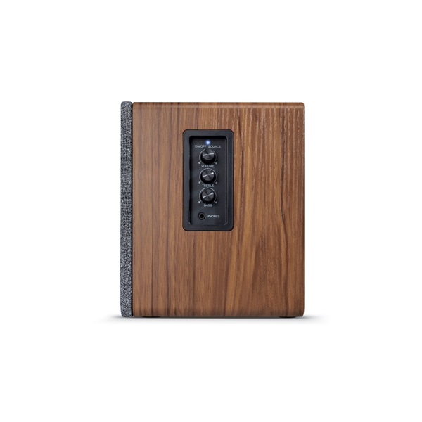 WaveMaster Hangszóró 2.0 - BASE (30W RMS, Bluetooth, RCA, Barna fa és szürke) - Image 7
