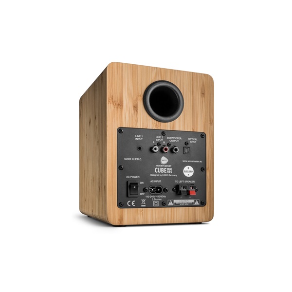 WaveMaster Hangszóró 2.0 - CUBE MINI NEO Bamboo (36W RMS, Bluetooth, 3,5mm jack, RCA, Toslink, Távírányító, Bambusz) - Image 7