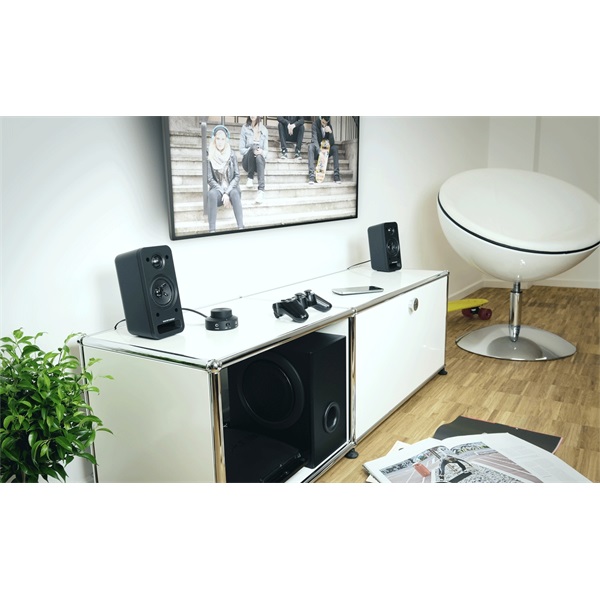 WaveMaster Hangszóró 2.1 - MX3+ BT (50W RMS, Fa mélynyomó, Bluetooth, 3,5mm jack, RCA, Fekete) - Image 6