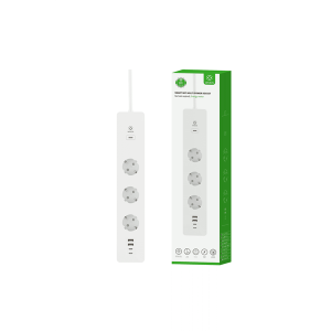 Woox Smart Home Elosztó - R6132 (3 db Schuko, IP20, 16A, 2xUSB2.0, 2xUSBC, energiafogyasztás monitoring, 1,5m)