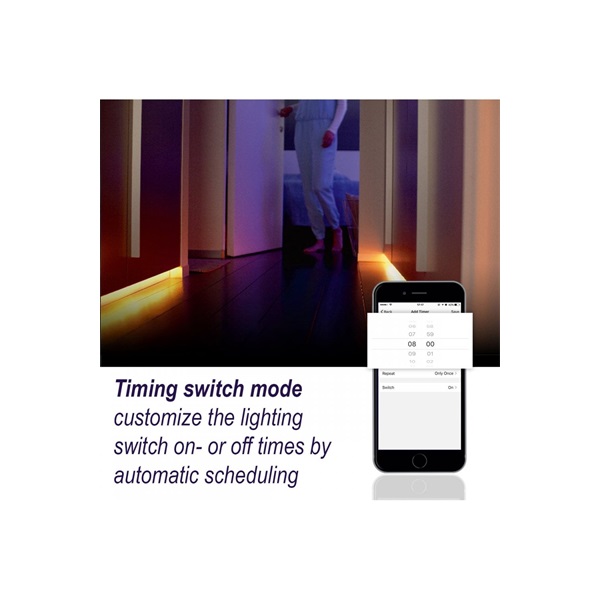 Woox Smart Home LED szalag - R5093 (5 m, 30 LED/m, adapter, színes RGB+meleg fehér, Wi-Fi) - Image 5