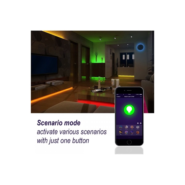 Woox Smart Home LED szalag - R5093 (5 m, 30 LED/m, adapter, színes RGB+meleg fehér, Wi-Fi) - Image 4