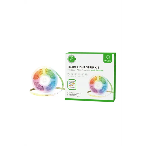 Woox_Smart_Home_LED_szalag_APP_zenei_funkcio_-_R5149_24W_210lm_3000K-6500K_20000h_5m_Wi-Fi-i322227.webp Woox Smart Home LED szalag + APP zenei funkció - R5149 (24W, 210lm, 3000K-6500K, 20000h, 5m Wi-Fi) - Image 1