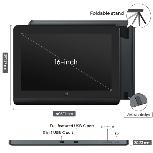 XP-PEN Grafikus kijelző - Artist Pro 16 (Gen 2) (16", IPS, 2560x1600, 5080 LPI, PS 16384, 200 RPS) - Image 2