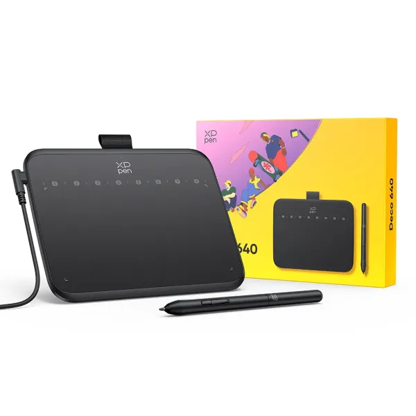 XP-PEN Grafikus tábla - Deco 640 (16x9", 5080 LPI, PS 16k, 220 RPS, 8 gomb, USB-C) - Image 2