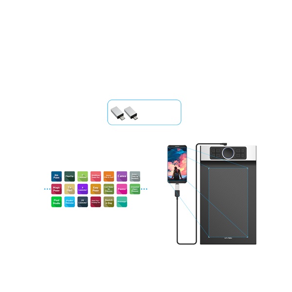 XP-PEN Grafikus tábla - Deco Pro S (9"x5", 5080 LPI, PS 8192, 200 RPS, 8 gomb, USB-C) - Image 5