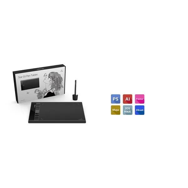 XP-PEN Grafikus tábla - Star 03 V2 (10"x6", 5080 LPI, PS 8192, 266 RPS, 8 gomb, USB) - Image 1