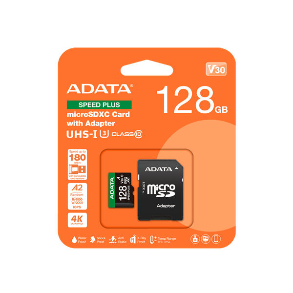 ADATA_Memoriakartya_MicroSDXC_128GB_Adapter_SPEED_PLUS_UHS-I_U3_180160-i1679047.png ADATA Memóriakártya MicroSDXC 128GB + Adapter SPEED PLUS UHS-I U3 (180/160) - Image 1