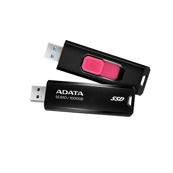 ADATA SSD Külső USB 3.2 1TB SC610, Fekete/Piros