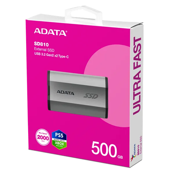 ADATA SSD Külső USB 3.2 500GB SD810, Type-C, Szürke