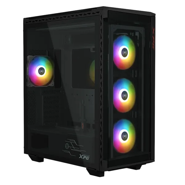 ADATA XPG Ház E-ATX Battlecruiser II, 4x120mm RGB ventilátor, Tápegység nélkül, üvegfalú, fekete