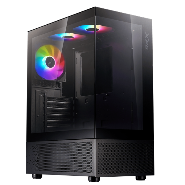 ADATA XPG Ház Midi ATX Invader X Mini, 5x120mm RGB ventilátor, Tápegység nélkül, üvegfalú, fekete