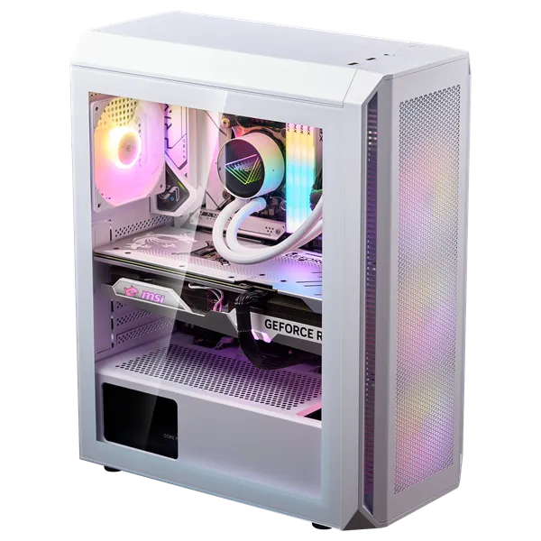 ADATA XPG Ház Midi ATX Valor AIR PLUS, 4x120mm RGB ventilátor, Tápegység nélkül, üvegfalú, fehér
