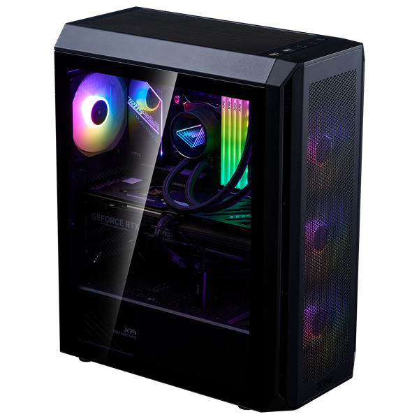 ADATA XPG Ház Midi ATX Valor AIR PLUS, 4x120mm RGB ventilátor, Tápegység nélkül, üvegfalú, fekete - Image 1