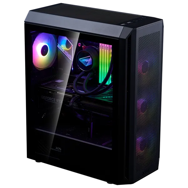 ADATA XPG Ház Midi ATX Valor AIR PLUS, 4x120mm RGB ventilátor, Tápegység nélkül, üvegfalú, fekete