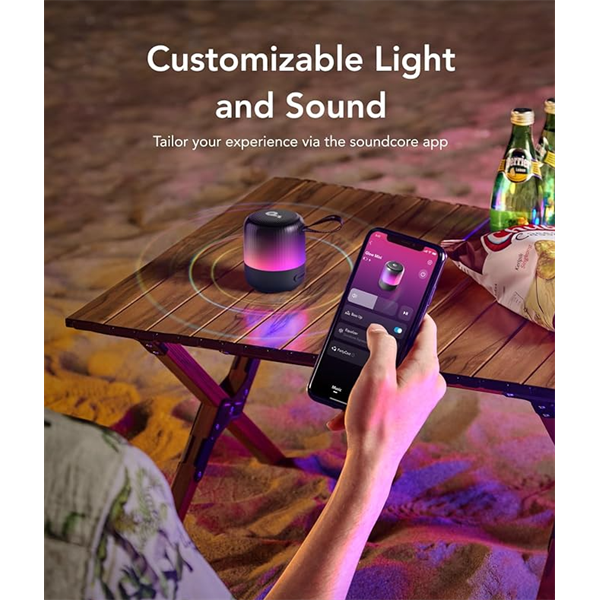 ANKER Bluetooth Hangszóró, Soundcore Glow MINI, 8W, vízálló, fekete -  A3136G11 - Image 6