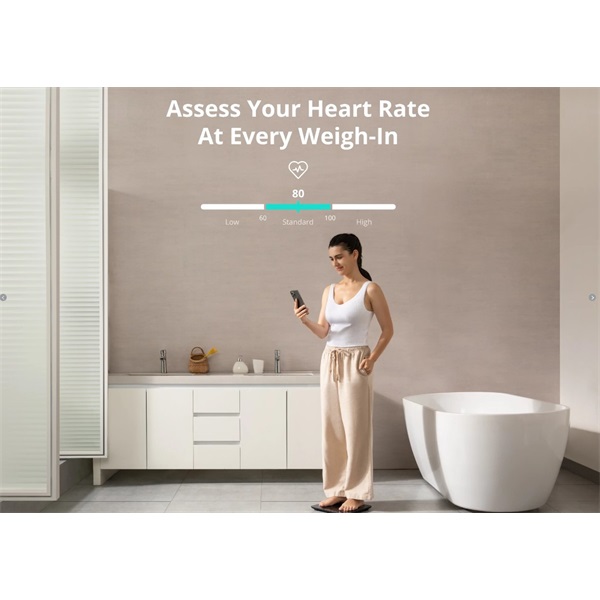 ANKER EUFY Okosmérleg, Smart Scale P2 Pro, WiFi-s, Bluetooth-os, Vízálló, fekete - T9149111 - Image 2