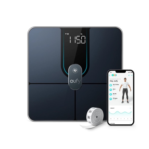 ANKER EUFY Okosmérleg, Smart Scale P2 Pro, WiFi-s, Bluetooth-os, Vízálló, fekete - T9149111 - Image 1
