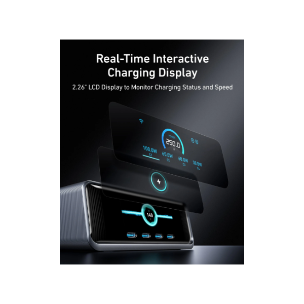 ANKER Hálózati Töltő, Prime Charger GaNPrime, 6 portos, 250W, 4xUSB-C, 2xUSB-A, EU, fekete - A2345341 - Image 4