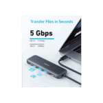 ANKER USB HUB, 322 5-in-1, USB-C Hub, 4K HDMI, 2xUSB-A, PD-IN 100W, USB-C 5Gbps, fekete - A8355H11 - Image 4