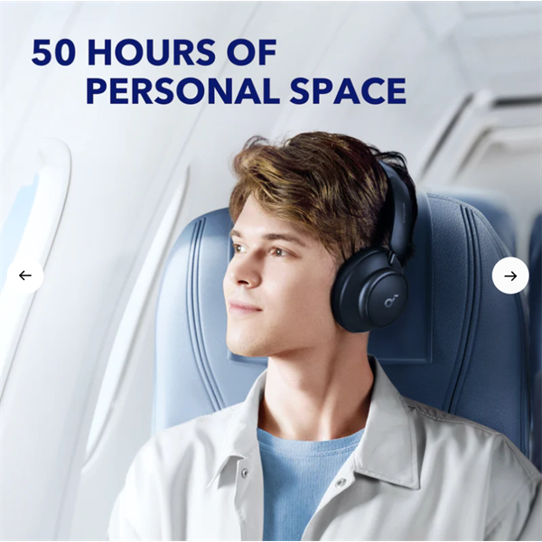 ANKER Vezeték Nélküli Fejhallgató, Soundcore Q45, Aktív Zajszűrő, kék - A3040G31 - Image 2