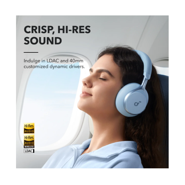 ANKER Vezeték Nélküli Fejhallgató, Soundcore Space One, Aktív Zajszűrő, kék - A3035G31 - Image 4