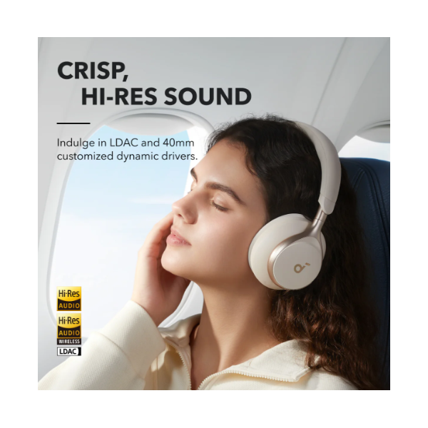 ANKER Vezeték Nélküli Fejhallgató, Soundcore Space One, Aktív Zajszűrő, latte cream - A3035G21 - Image 4