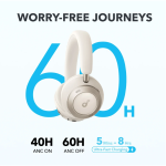 ANKER Vezeték Nélküli Fejhallgató, Soundcore Space One Pro, Összecsukható, Aktív Zajszűrő, cream white - A3062G21 - Image 5