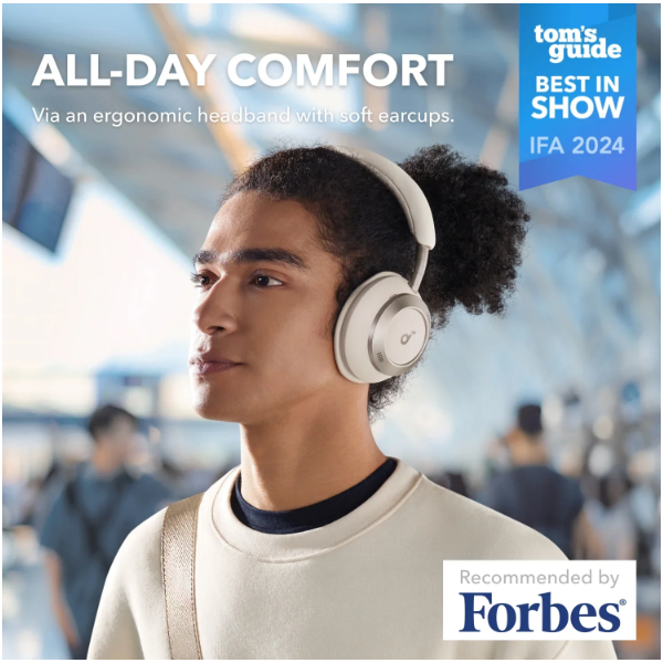 ANKER Vezeték Nélküli Fejhallgató, Soundcore Space One Pro, Összecsukható, Aktív Zajszűrő, cream white - A3062G21 - Image 6