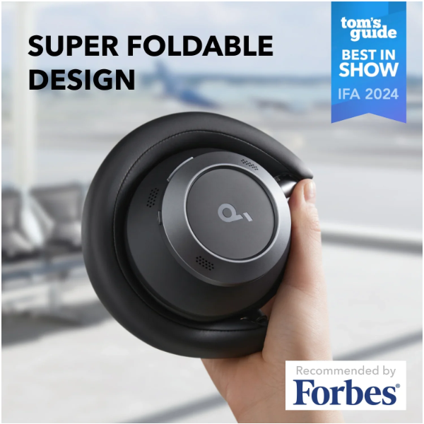 ANKER Vezeték Nélküli Fejhallgató, Soundcore Space One Pro, Összecsukható, Aktív Zajszűrő, jet black - A3062G11 - Image 2