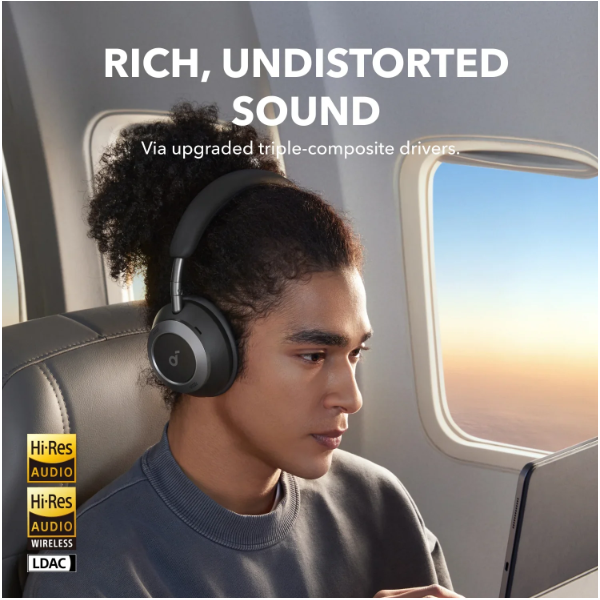 ANKER Vezeték Nélküli Fejhallgató, Soundcore Space One Pro, Összecsukható, Aktív Zajszűrő, jet black - A3062G11 - Image 4