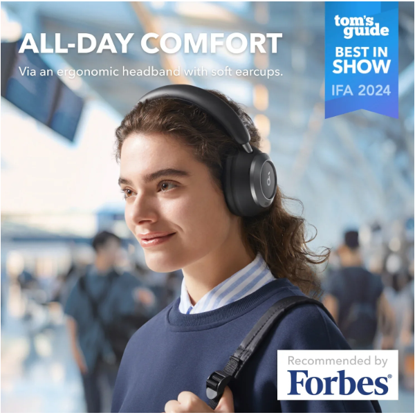 ANKER Vezeték Nélküli Fejhallgató, Soundcore Space One Pro, Összecsukható, Aktív Zajszűrő, jet black - A3062G11 - Image 6