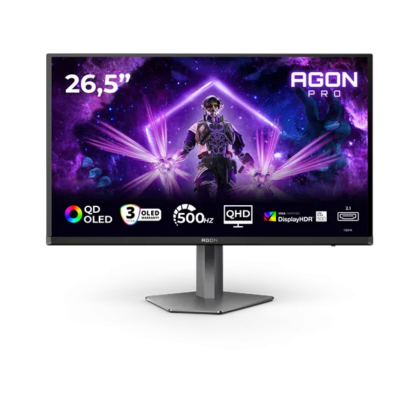 AOC Gaming OLED monitor 26,5" AG276QKD2 2560x1440, 16:9, 1000cd/m2, 0,03ms, HDMI/DisplayPort/2xUSB, áll.mag., pivot