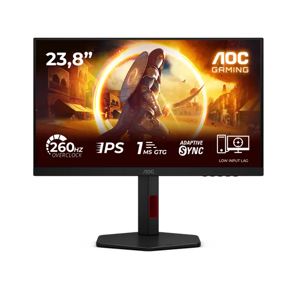 AOC IPS Gaming monitor 23,8" 24G4ZR 1920x1080, 16:9, 300cd/m2, 1ms, DisplayPort/2xHDMI, 260 Hz, áll.mag.,pivot