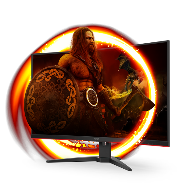 AOC Ívelt Gaming 240Hz VA monitor 31.5" C32G2ZE/BK, 1920x1080, 16:9, 300cd/m2, 1ms, 2xHDMI/DisplayPort - Image 2