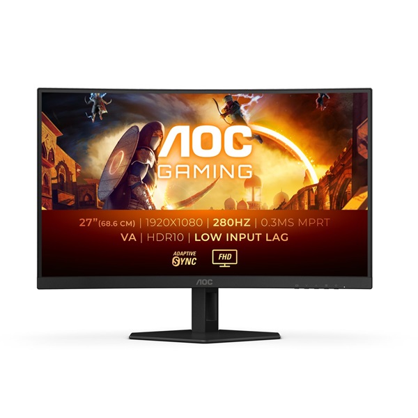 AOC_Ivelt_Gaming_280Hz_monitor_27_C27G4ZXE_1920x1080_169_300cdm2_1ms_2xHDMIDisplayPort_HDR10-i1492081.jpg AOC Ívelt Gaming 280Hz monitor 27" C27G4ZXE, 1920x1080, 16:9, 300cd/m2, 0,3ms, 2xHDMI/DisplayPort, HDR10 - Image 1