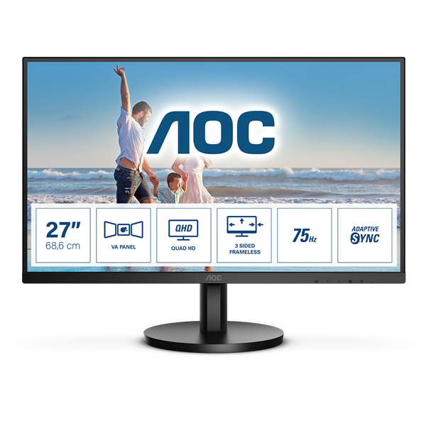 AOC VA monitor 27" Q27B3MA, 2560x1440, 16:9, 250cd/m2, 4ms, 2xHDMI/DisplayPort, hangszóró - Image 1