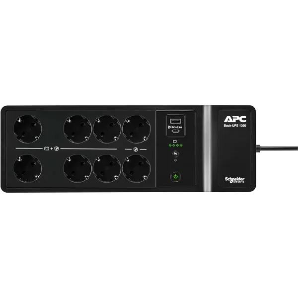 APC Back-UPS, 1050VA/600W Floor/Wall Mount, 230V, 8x Schuko CEE 7/3 outlets, USB Type A+C Port, User Replaceable Battery - Image 2