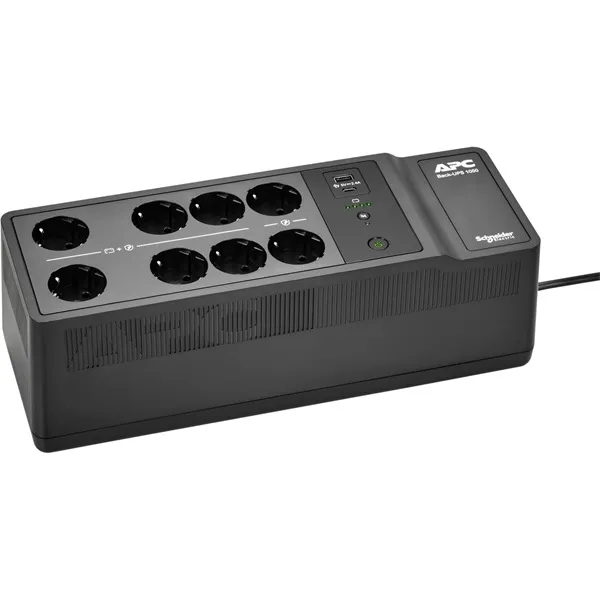 APC Back-UPS, 1050VA/600W Floor/Wall Mount, 230V, 8x Schuko CEE 7/3 outlets, USB Type A+C Port, User Replaceable Battery