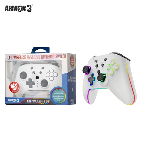 Armor3 M07619-WHHE NuRival Nintendo Switch/OLED vezeték nélküli Hall Effect Stick fehér kontroller - Image 5