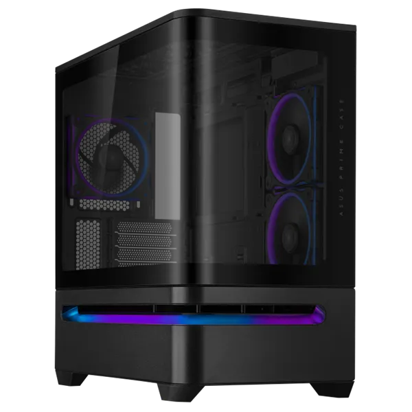 ASUS Ház Prime AP202, Tápegység nélkül, Fekete, Üvegfalú