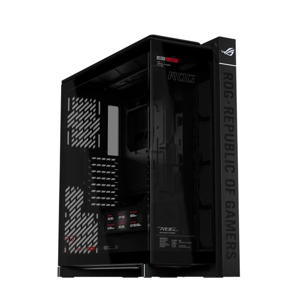 ASUS Ház ROG Cronox GR801, Tápegység nélkül, Fekete, Üvegfalú
