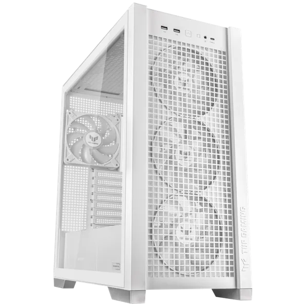 ASUS Ház TUF Gaming GT302, Tápegység nélkül, Fehér, Üvegfalú