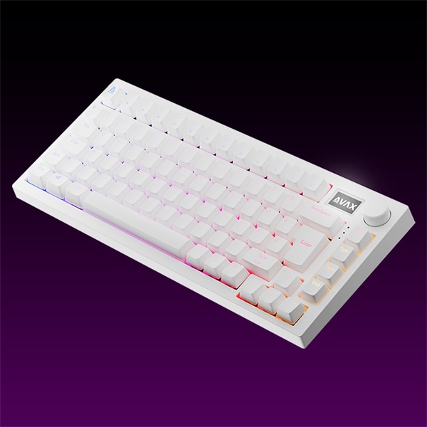 AVAX GM02 PRO 75% HUN tri-mode fehér mechanikus (Gateron yellow switch) billentyűzet