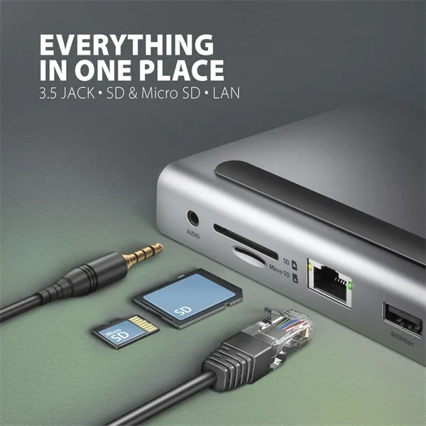 AXAGON HMC-4KX3 USB-C 5Gbps Triple 4K Display 11in1 Hub Silver - Image 21