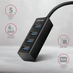AXAGON HUE-M1A SuperSpeed USB-A Mini Hub 4-Portos USB3.2 HUB Metal black - Image 7