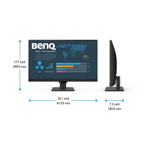 BENQ IPS monitor 23,8" BL2490 1920x1080, 250 cd/m2, 5ms, 100 Hz, Eye Care, 2xHDMI, DisplayPort, hangszóró - Image 4